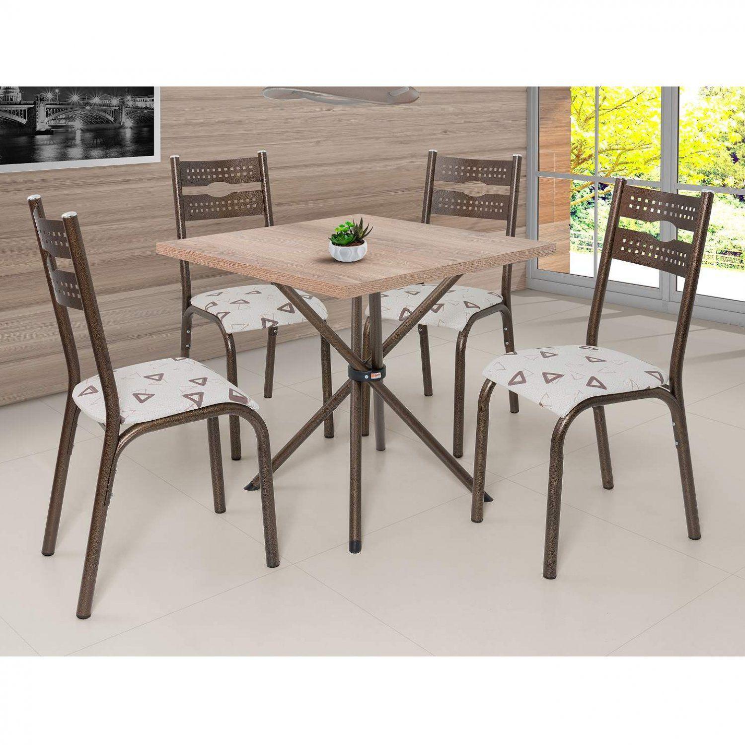 Conjunto De Mesa Quadrada Com 4 Cadeiras