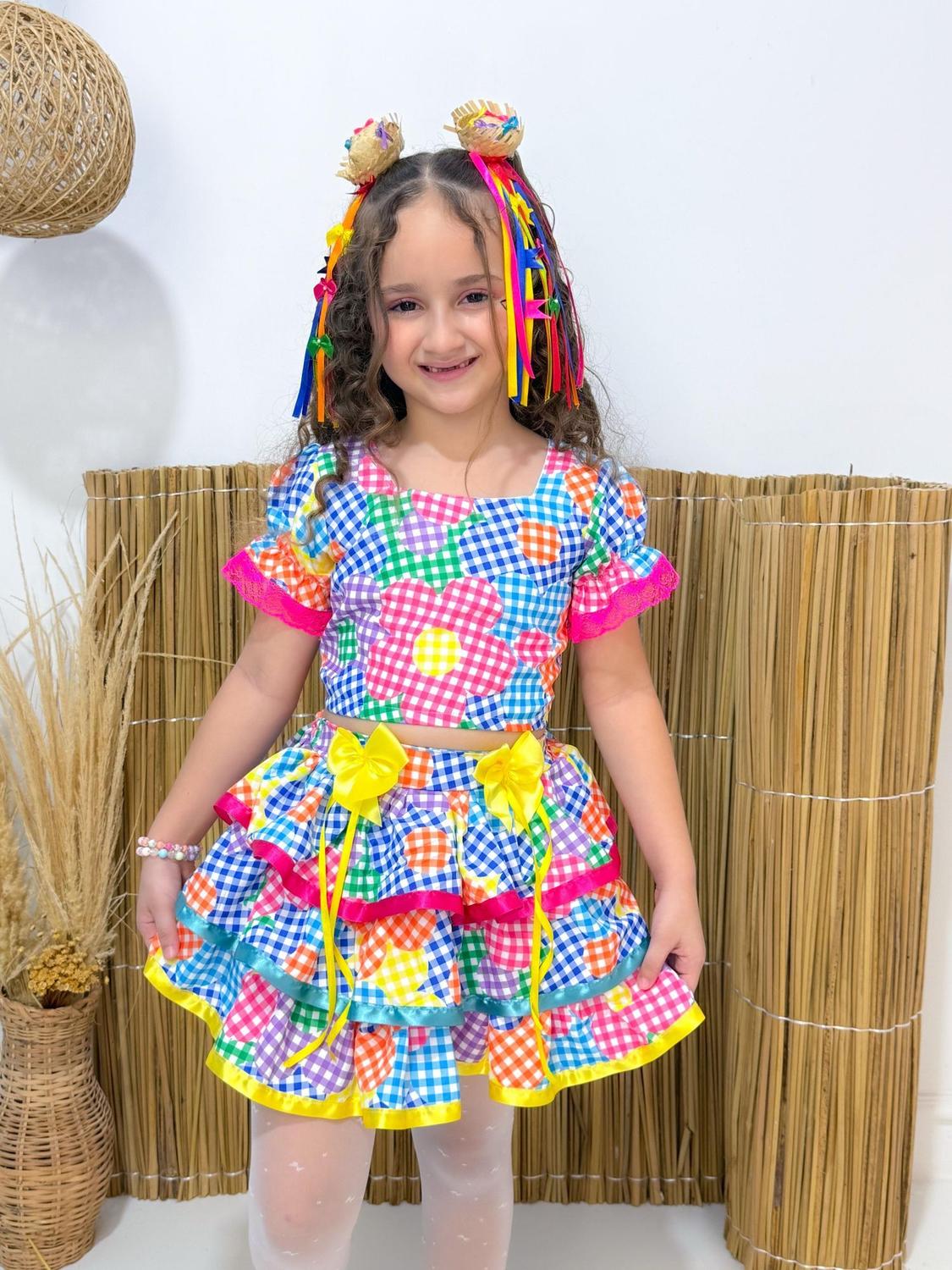 Cropped Conjunto Saruel Infantil Saia Conjunto Festa Junina