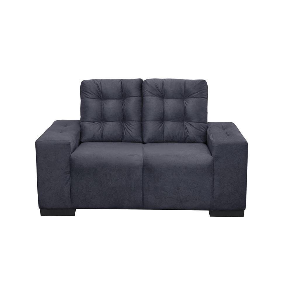 Conjunto de Sofá Honduras 3 e 2 Lugares Tecido Suede Amassado Grafite