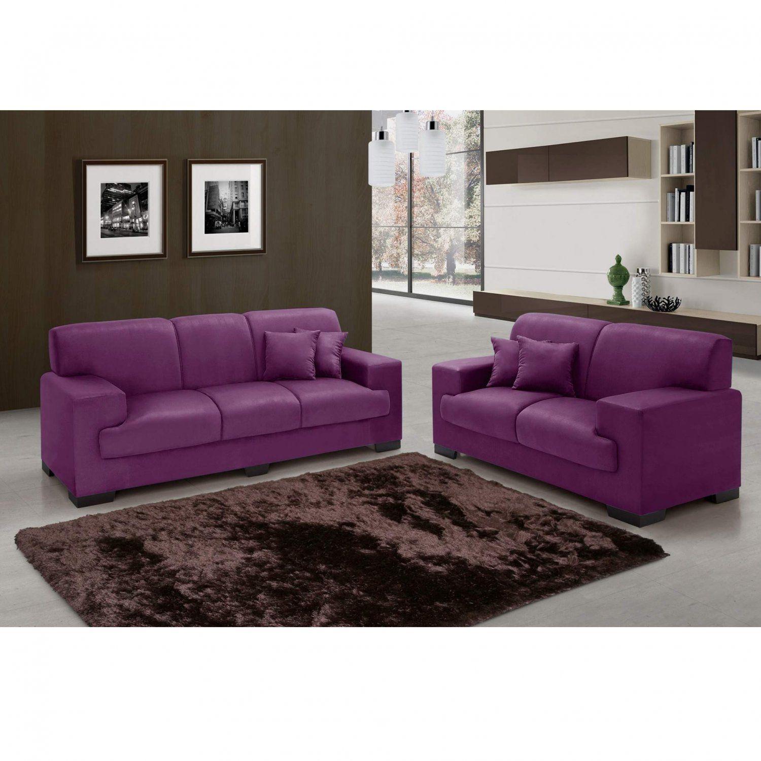 Conjunto de Sofás 2 e 3 Lugares MadeiraMadeira 400644 Roxo Império