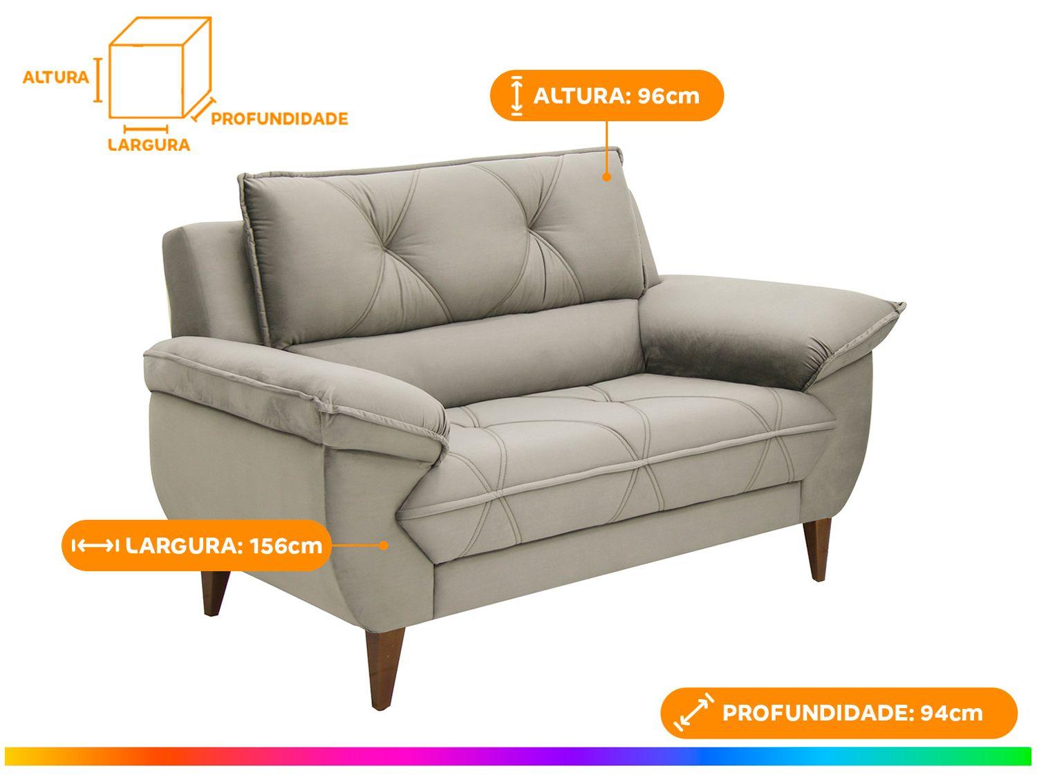 Conjunto de Sofás 2 e 3 Lugares Malbec Linoforte