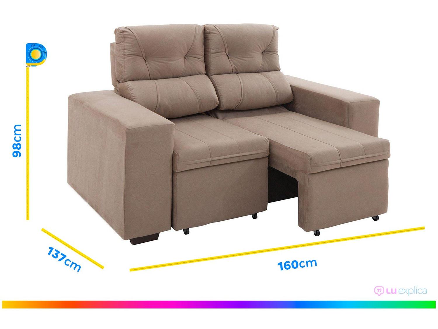 Conjunto de Sofás 2 e 3 Lugares Retrátil e