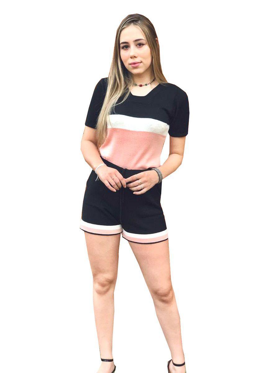 conjunto de blusa curta e short
