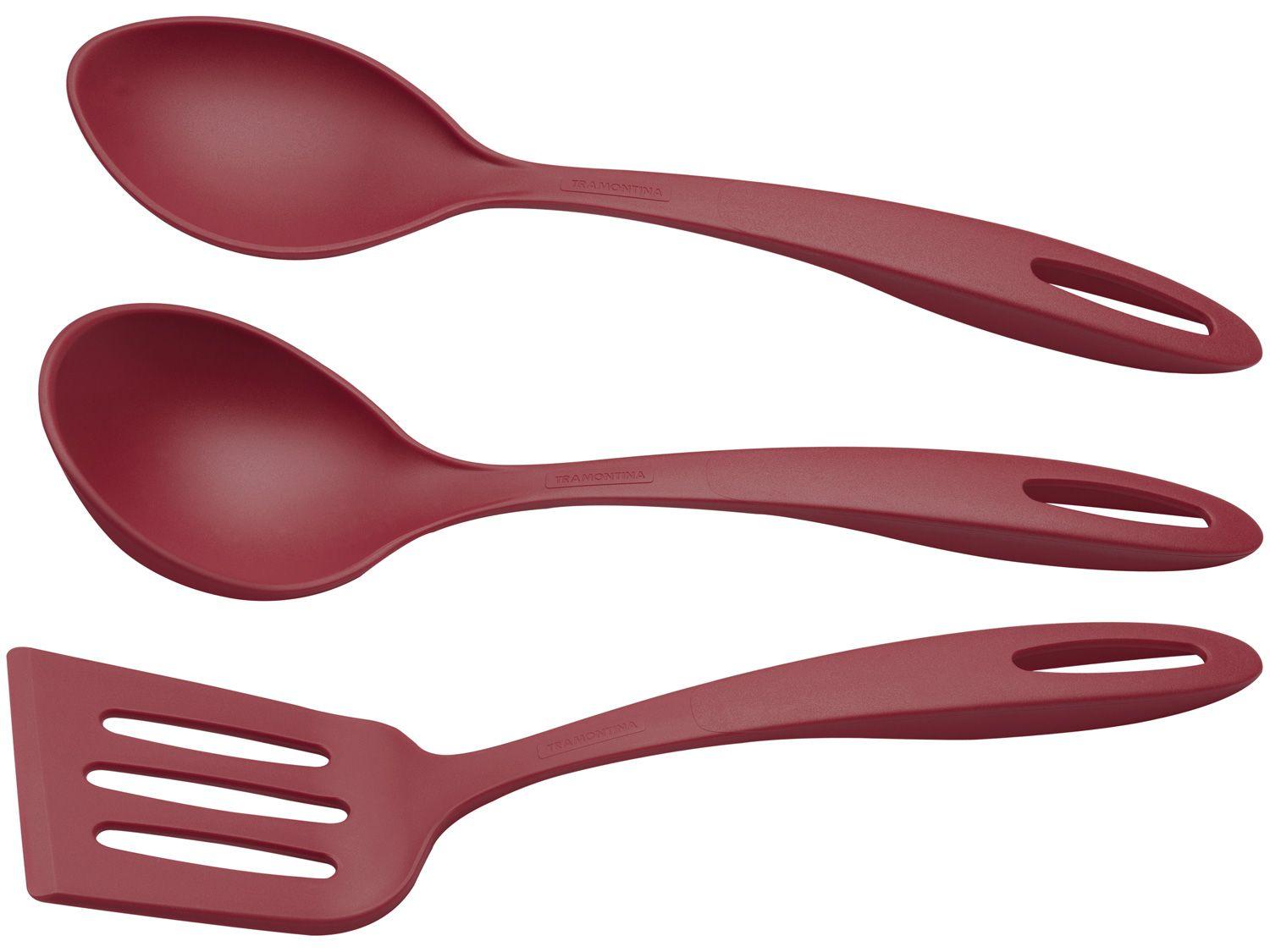 Conjunto de Utensílios de Nylon Tramontina Ability Vermelho 3 Peças