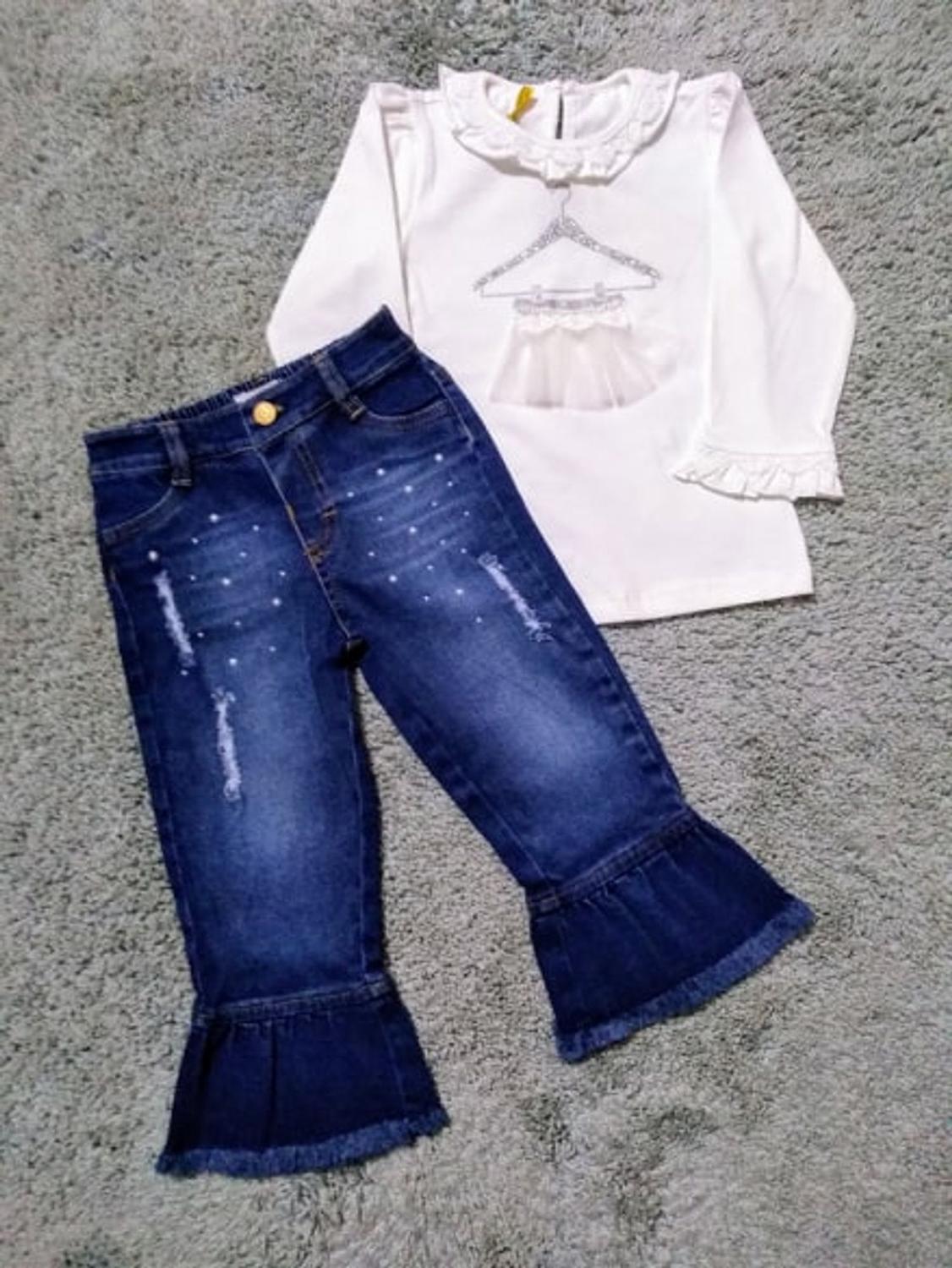 Conjunto feminino blusa off white cotton ml e calça jeans matinee -  Conjunto de Roupa Feminina - Magazine Luiza