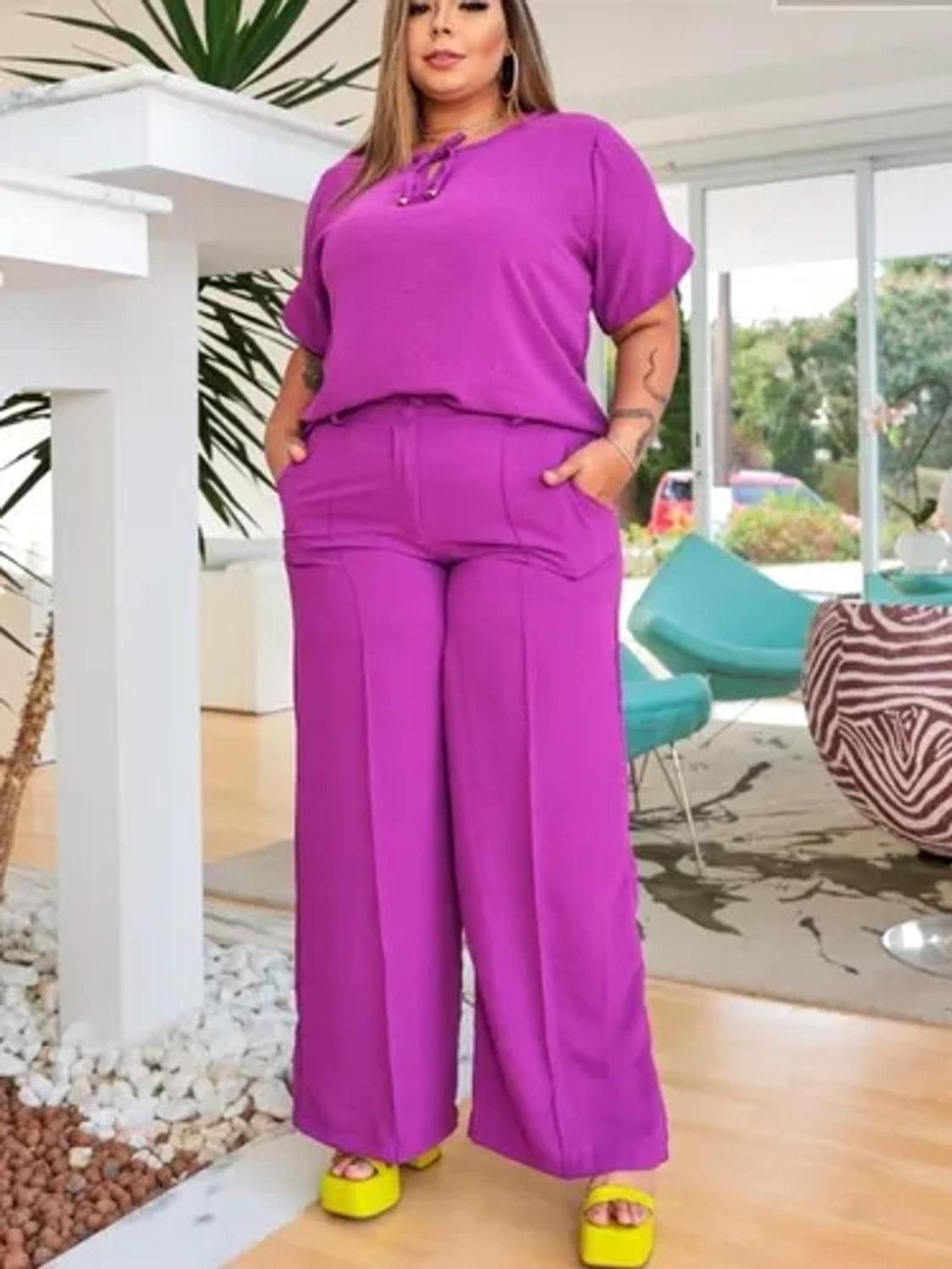 Conjunto Pantalona Plus Size CalÃ§a Pantalona Para Senhoras