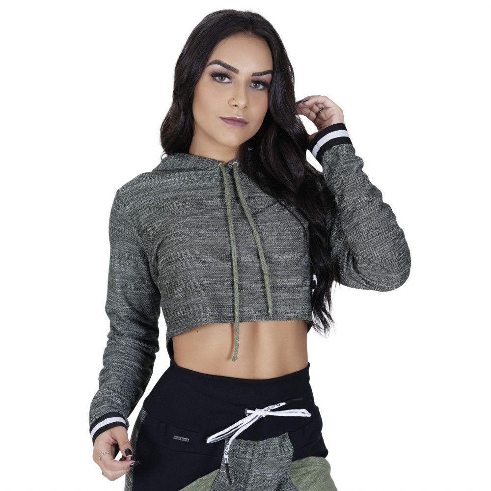 knitted cropped moletom com capuz