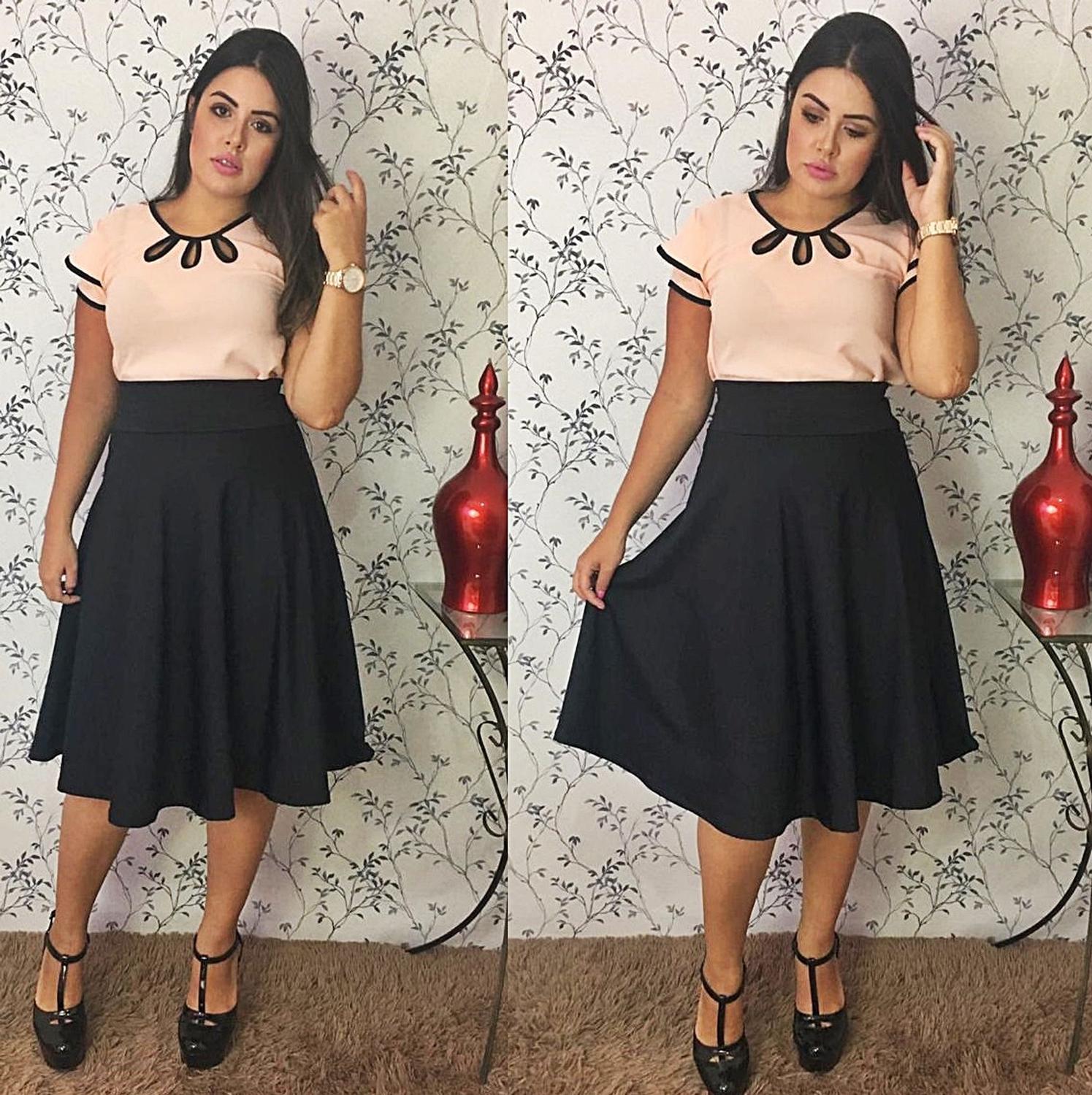 Blusa Evangélica Conjunto De Saia E Blusa De Malha Conjunto Midi