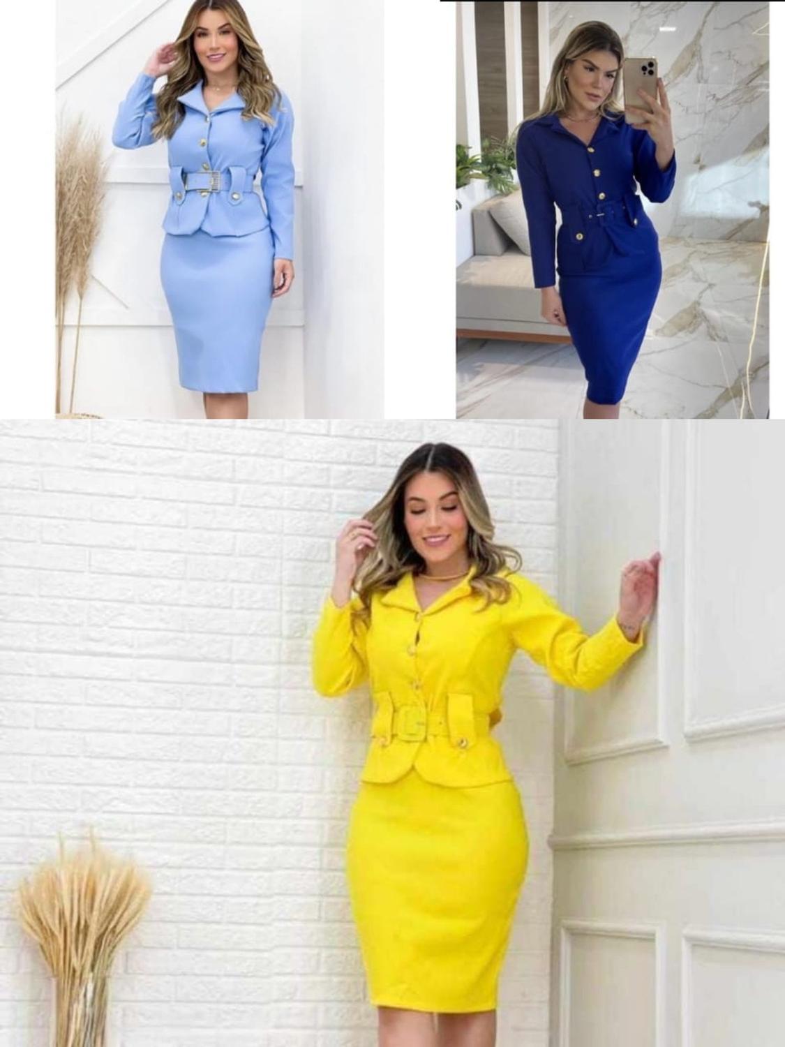 Conjunto Feminino Roupa Social Chique Conjunto Feminino Social Moda  Evangélica Executiva Blazer e Saia, image size:1125x1500