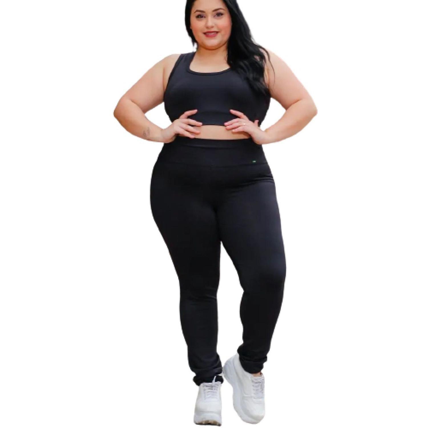 Moda Fitness Roupa Feminina Tamanho Grande Calça Capri Azul Moda