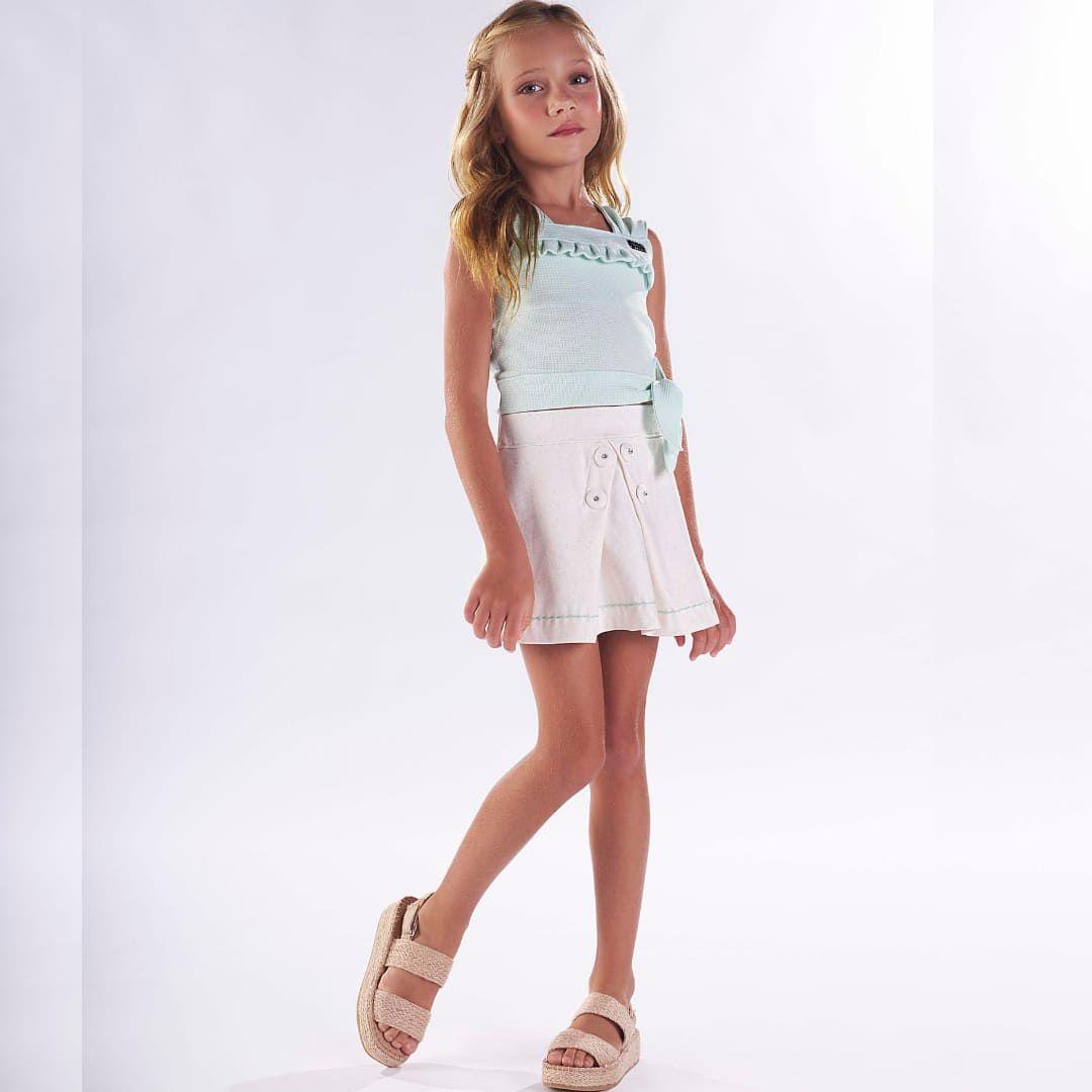 Conjunto infantil menina em cotton e short saia em moletom - Tam 2