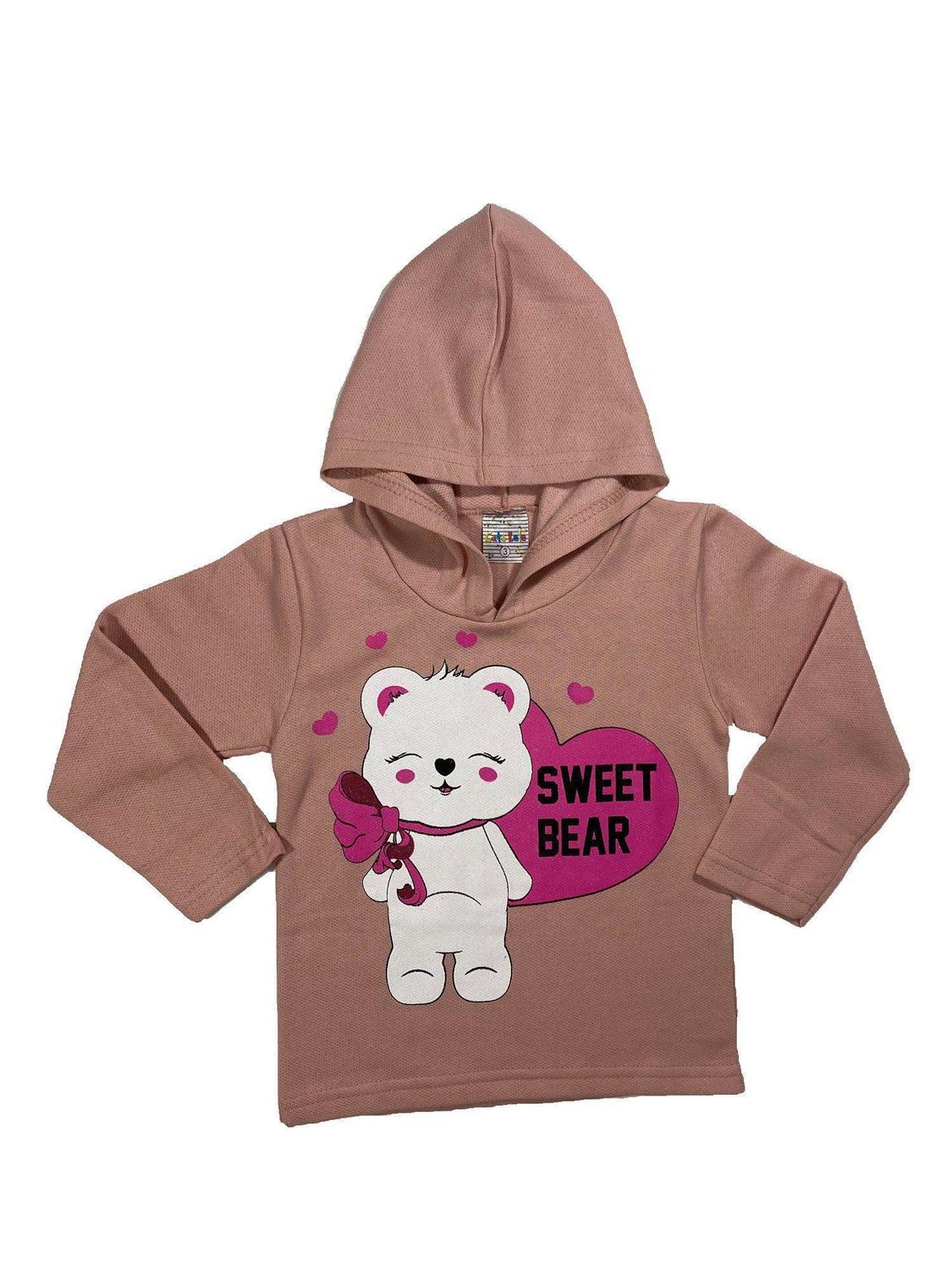 cropped teddy bear moletom com capuz