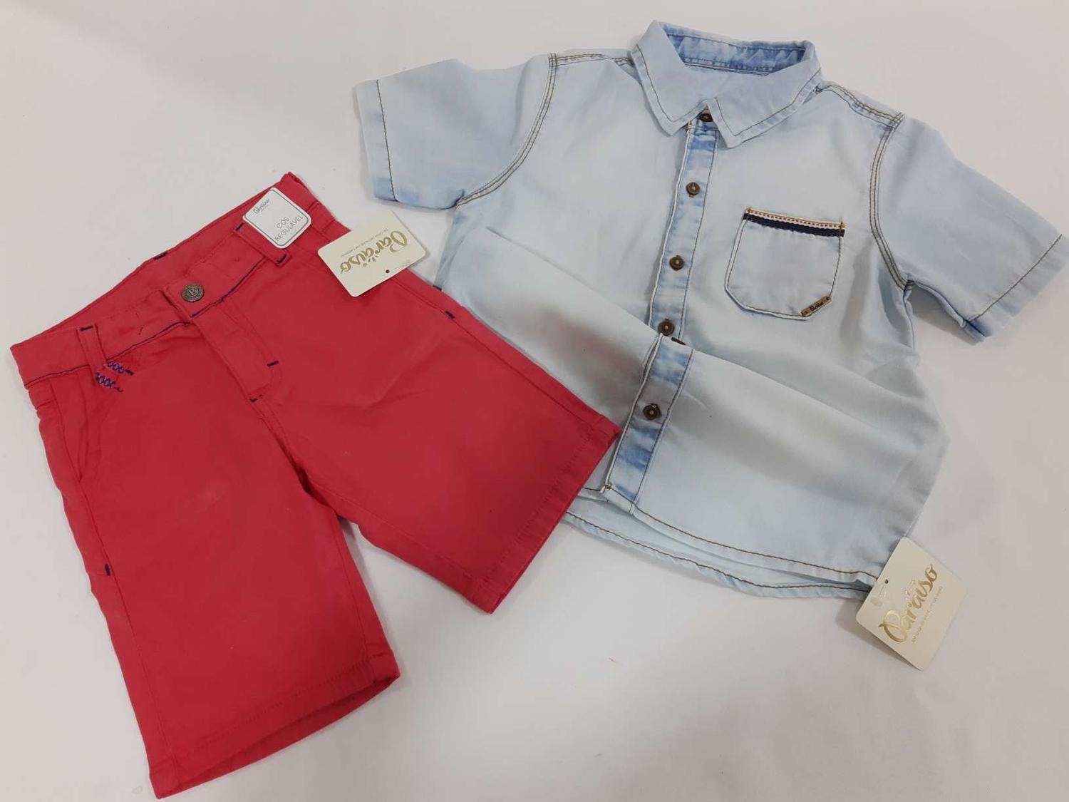 camisa jeans vermelha