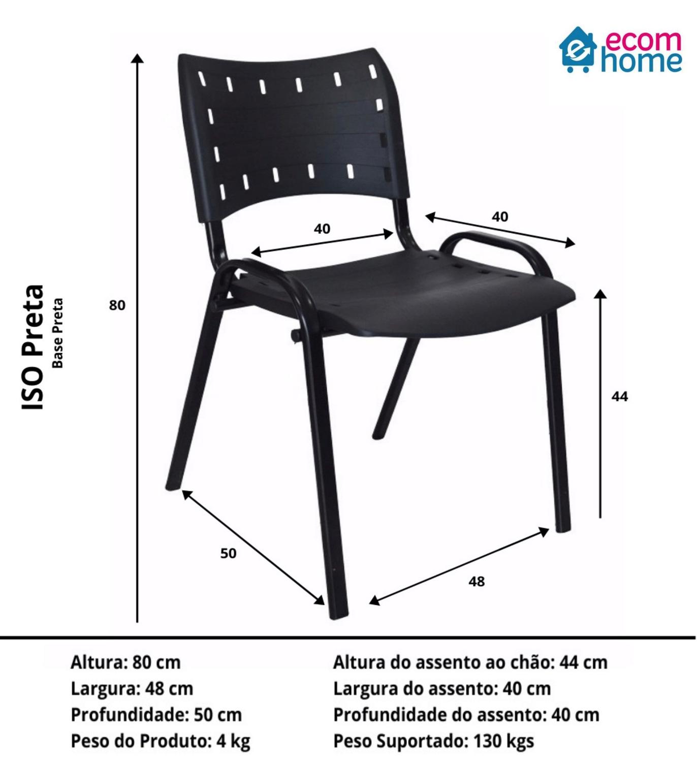 Imagem de Conjunto Jogo De Mesa 70x120 Refeitórios Lanchonetes Sorveterias Com 4 Cadeiras Iso Preta