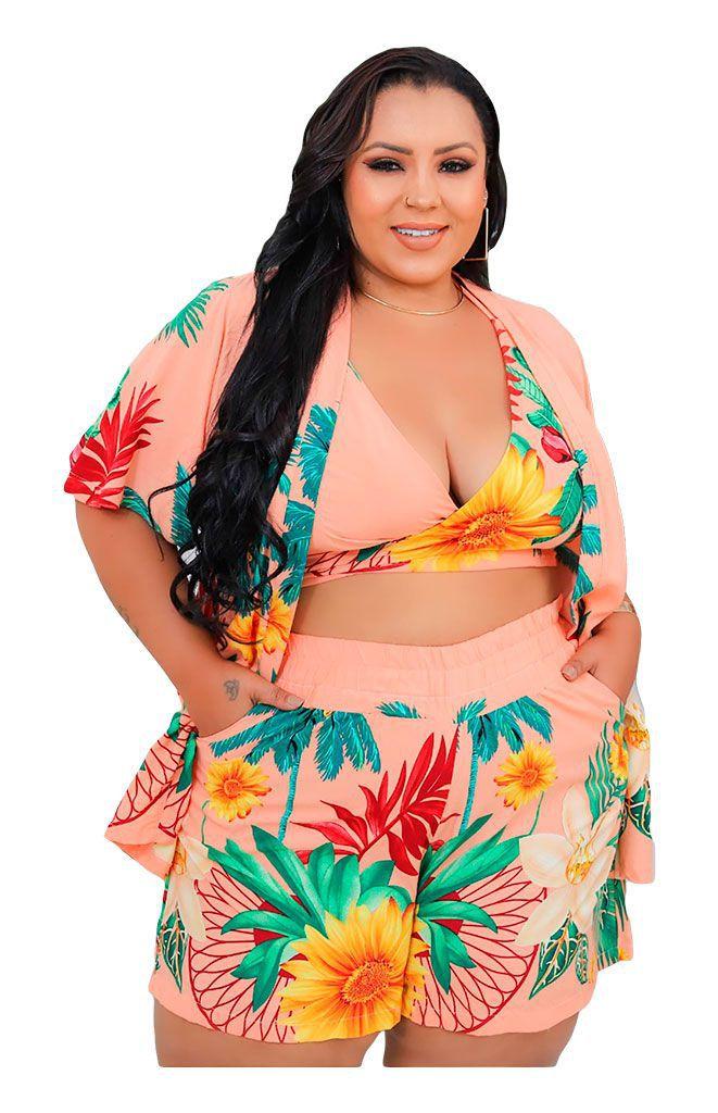 shorts feminino para praia plus size