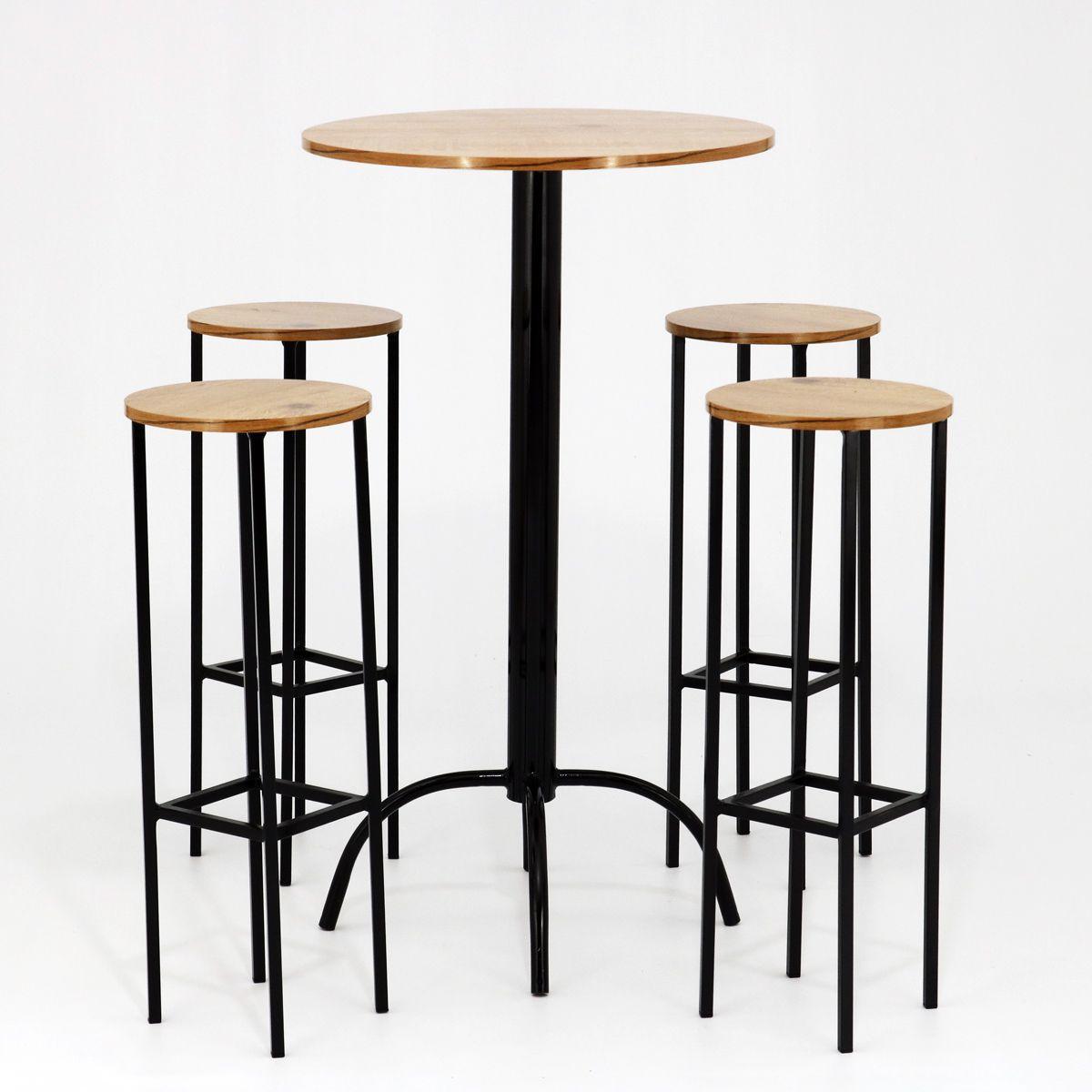 Mesa Alta De Bar Bistro Karl Para 2 Personas - Color Blanco, 110x50x103 Cm, Con 3 Estantes