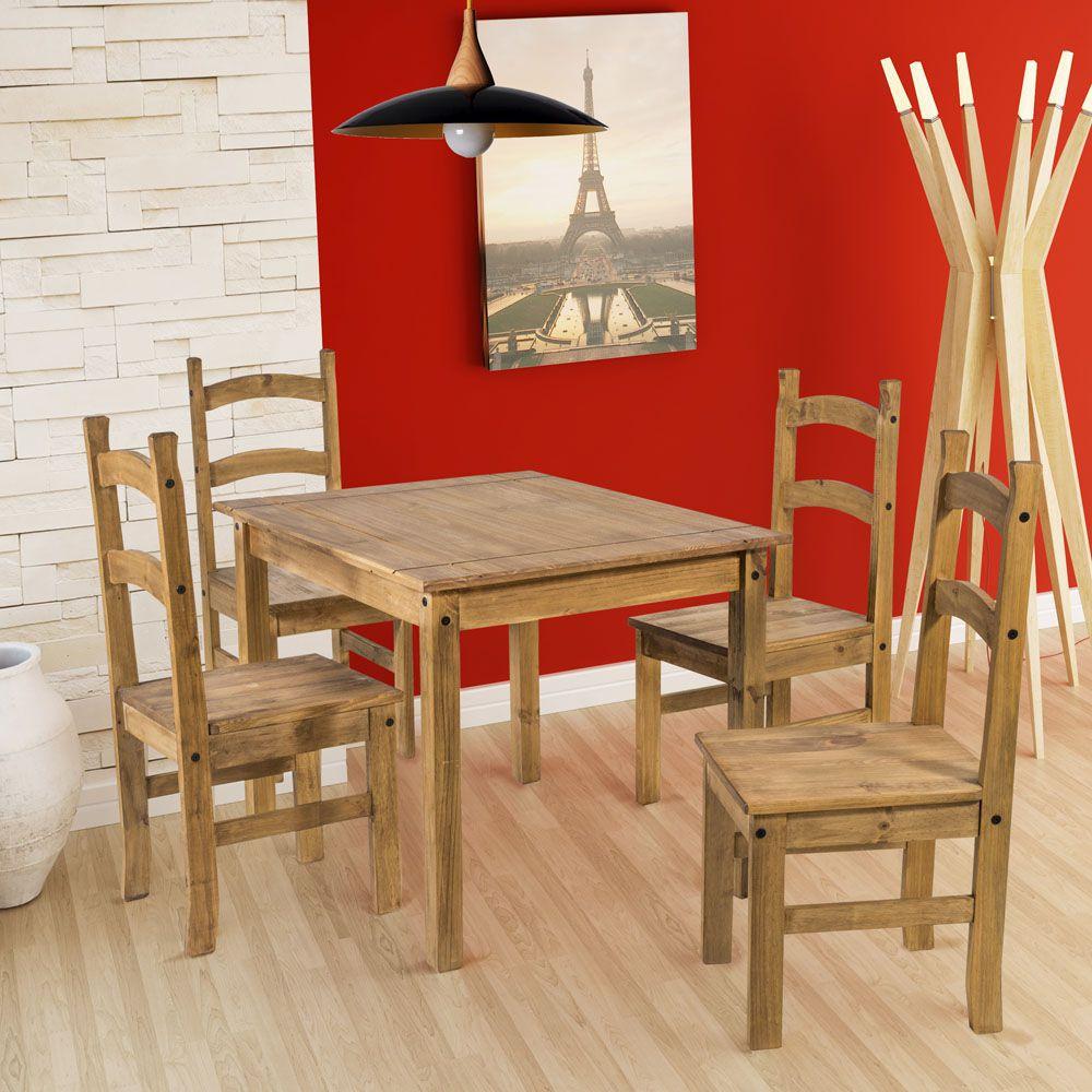 Conjunto mesa de 100cm x 80cm com 4 cadeiras cancun