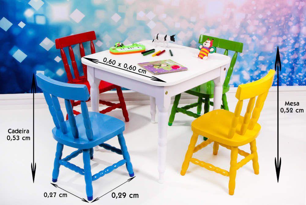 Conjunto mesa infantil scholl com 4 cadeiras Móveis
