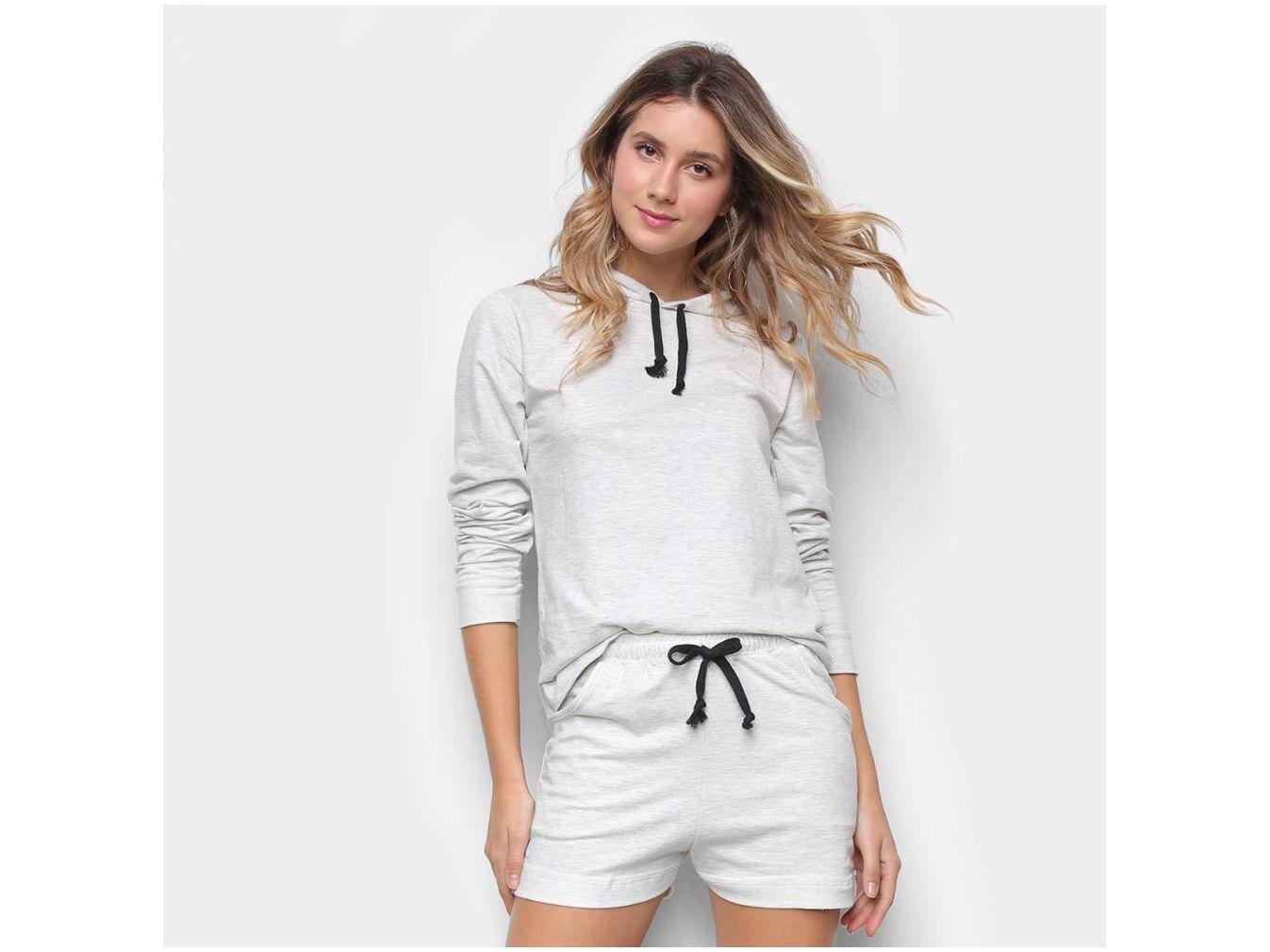 moletom com capuz and shorts set women's