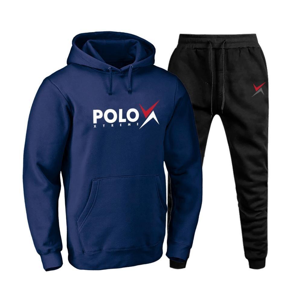 dark blue polo moletom com capuz
