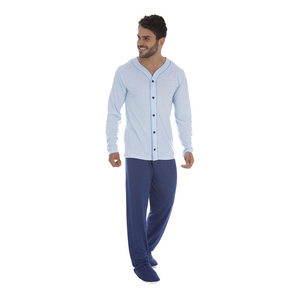 Conjunto Pijama De Inverno Básico Masculino Com Botões Blusa Manga Comprida  E Calça De Frio - Cia do Corpo - Roupa Íntima Masculina - Magazine Luiza