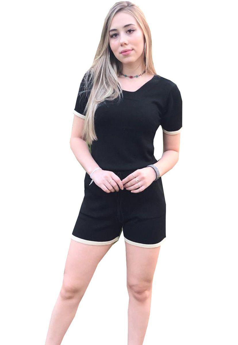 conjunto de blusa curta e short