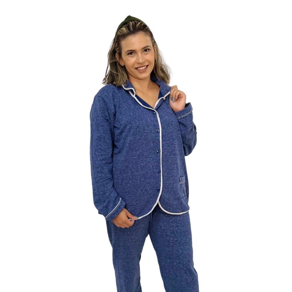 Conjunto Roupa De Dormir Pijama Moletom Plus Size Feminino Calça E Blusa  Manga Comprida Com Botão - Cia do Corpo - Pijama Plus Size Feminino -  Magazine Luiza