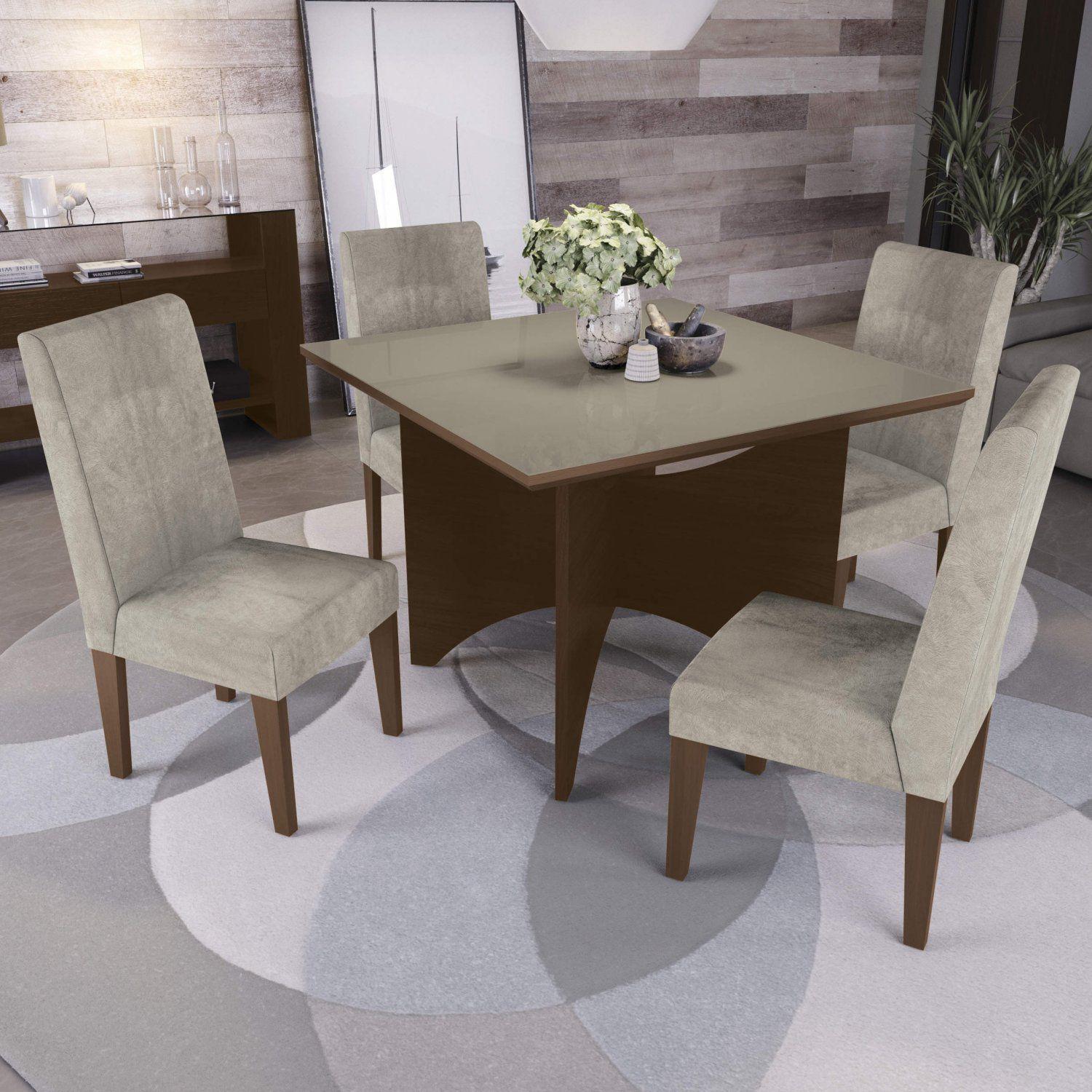 Conjunto De Mesa Quadrada Com 4 Cadeiras