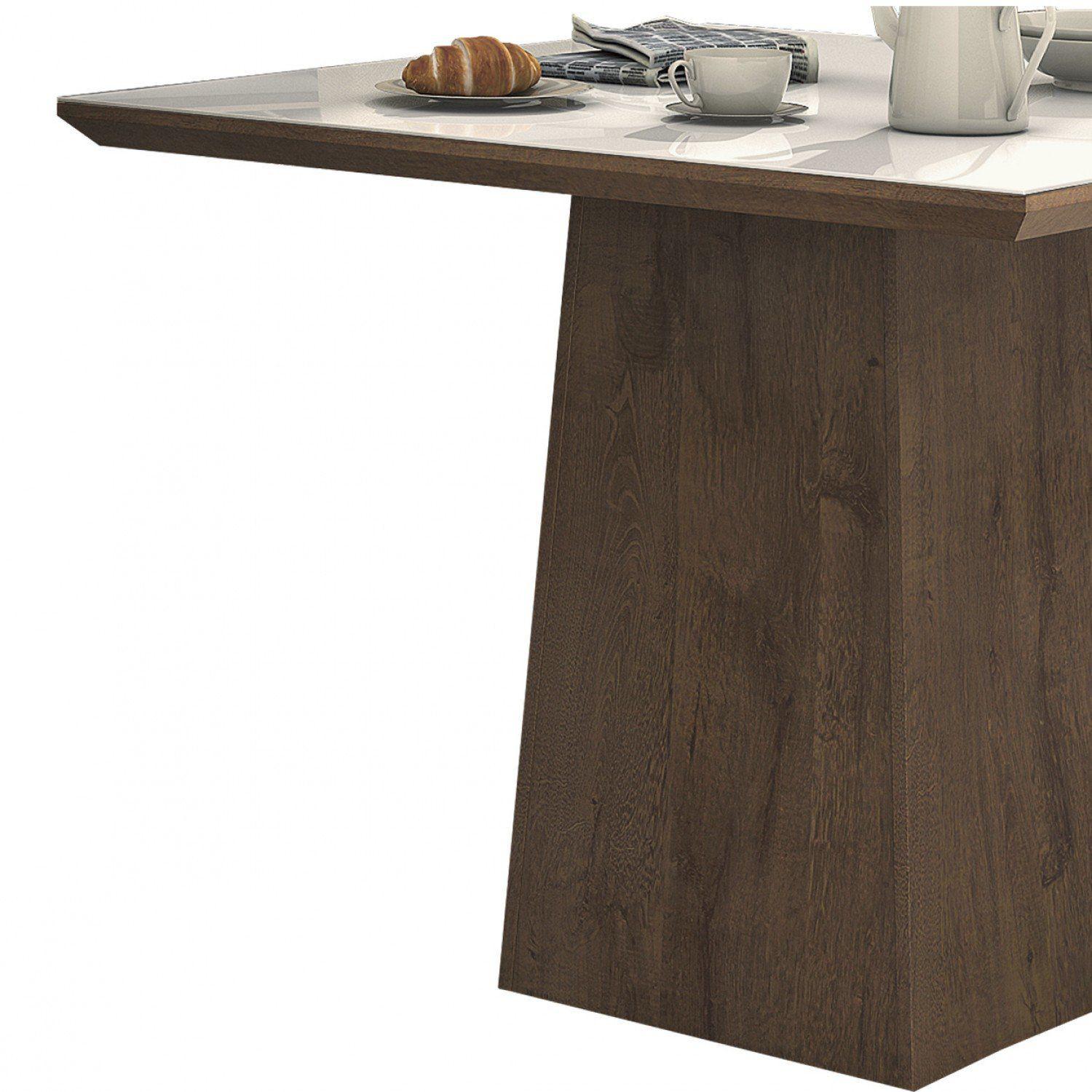 Conjunto Sala de Jantar Mesa Tampo MDF/Vidro Off White Nevada 4 ...