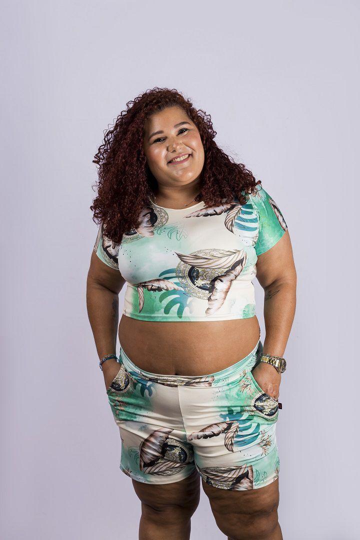 conjunto tecido short e blusa