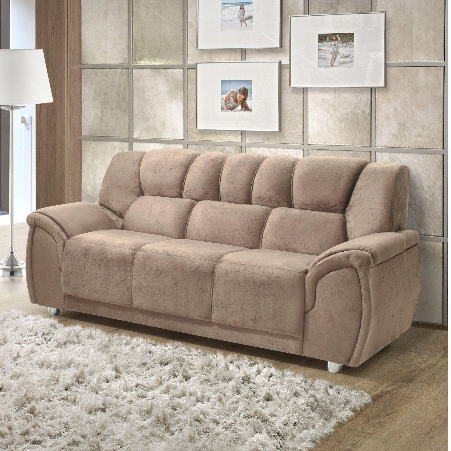 Conjunto Sofá 2 e 3 Lugares Suede Amassado Cordoba Hellen Estofados