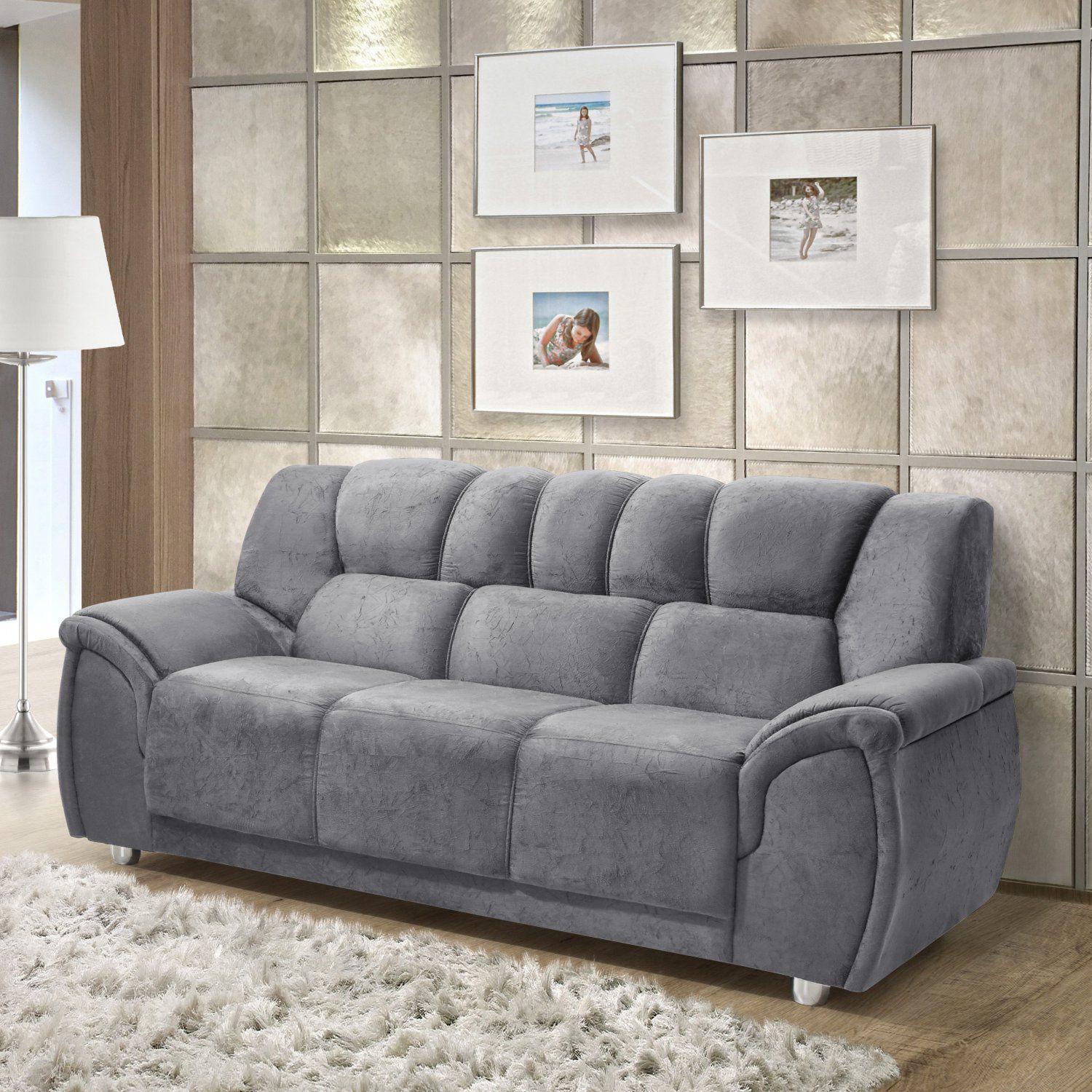 Conjunto Sofá 2 e 3 Lugares Suede Amassado Cordoba Hellen Estofados