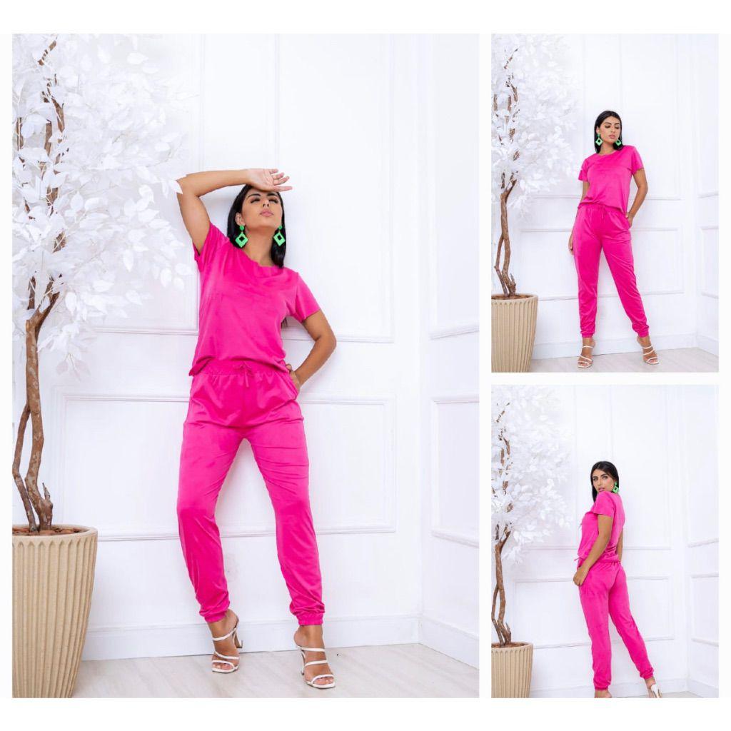 Conjunto suede calça Jogger e blusa manga curta marina juamador