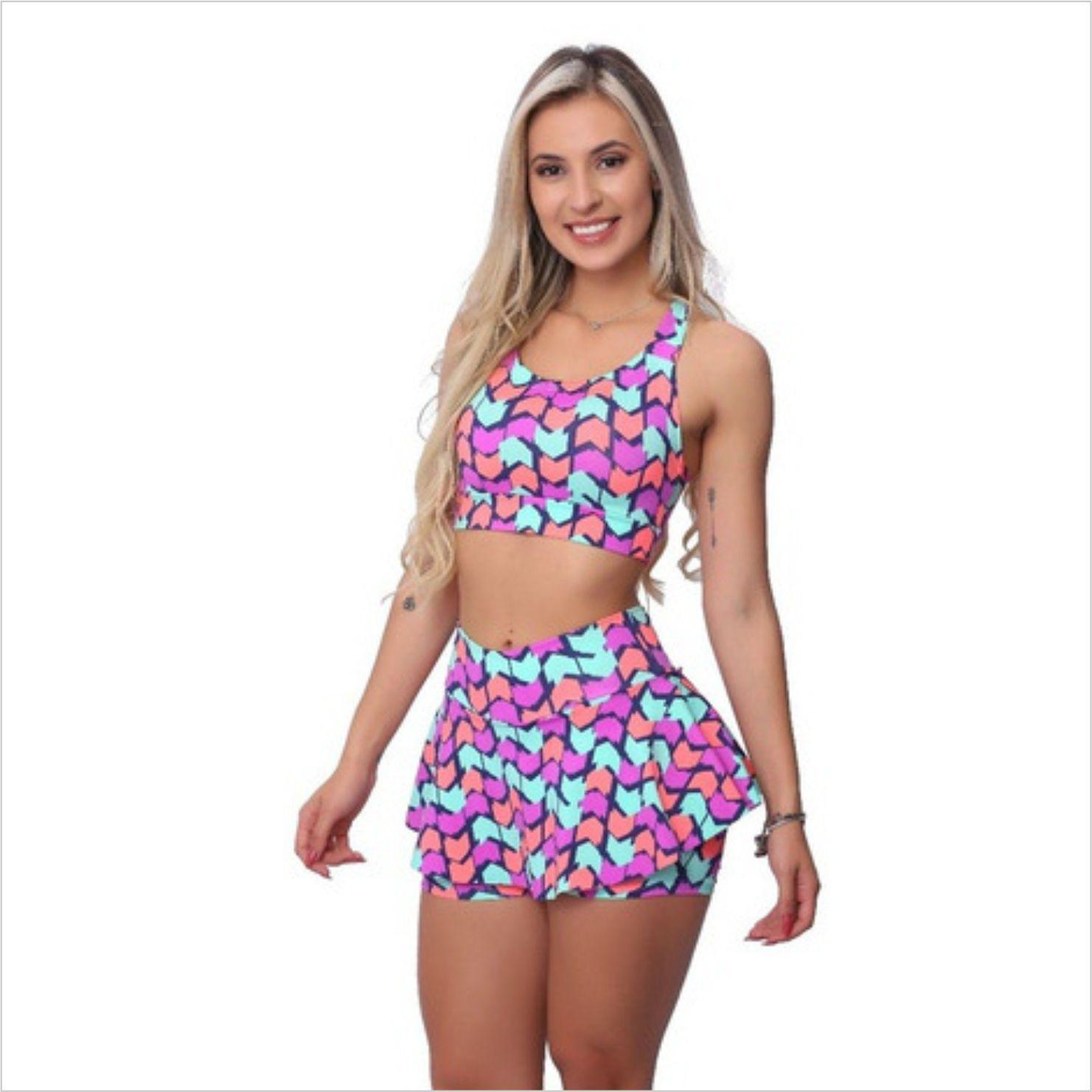 short saia poliamida