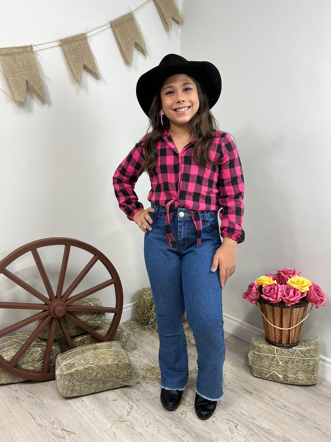 Infantil Feminina CalÇa Flare Para CrianÇas Conjunto Xadrez