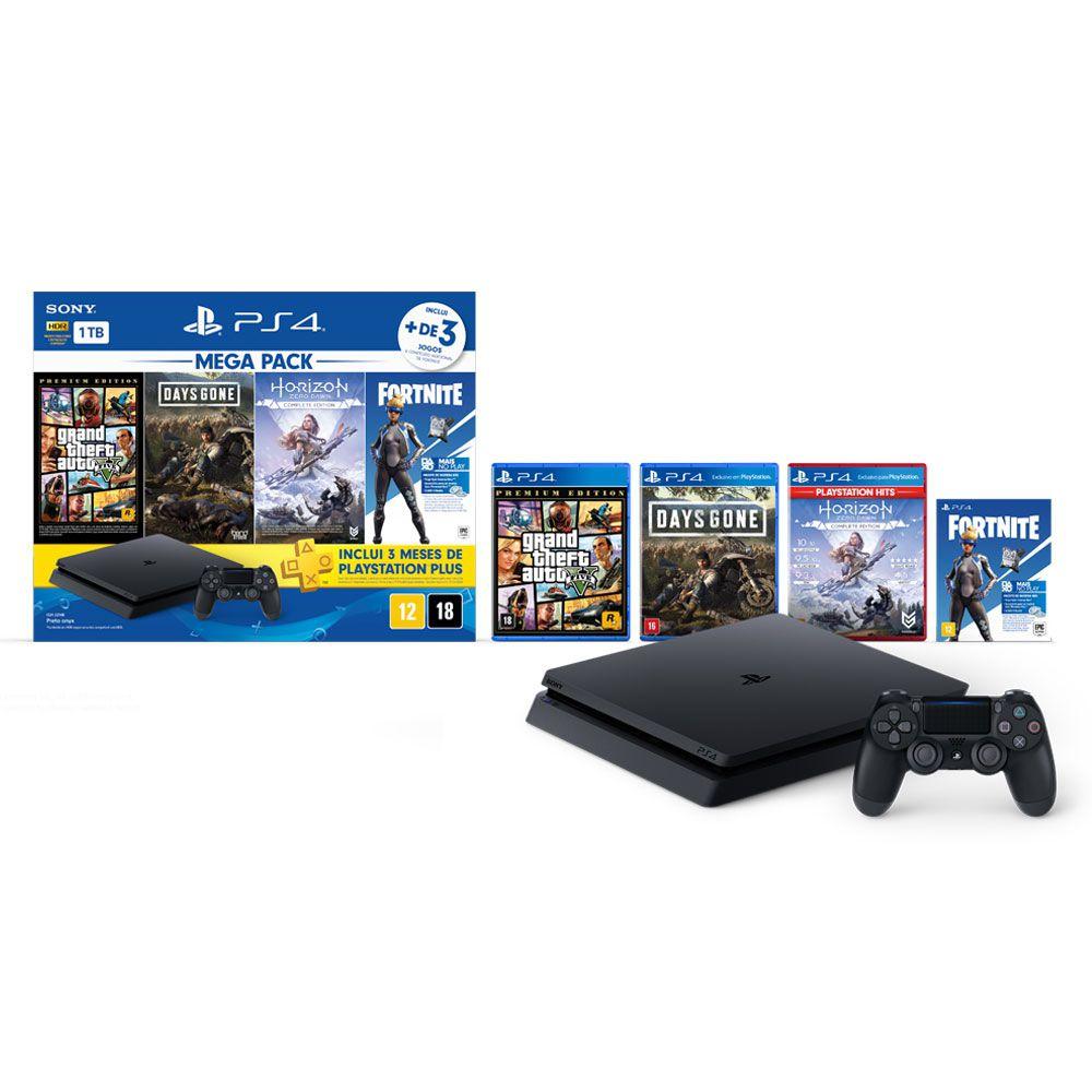 Console Playstation 4 1TB Slim Mega Pack Bundle v6 PS4 Sony
