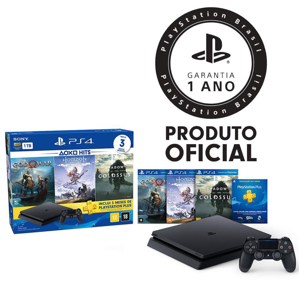 Console Playstation 4 Slim 1TB Hits Bundle 4ª Geração + 3 Jogos