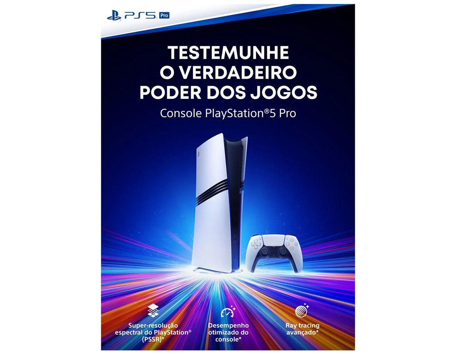 Banner promocional destacando o poder do PlayStation 5 Pro com tecnologias de imagem