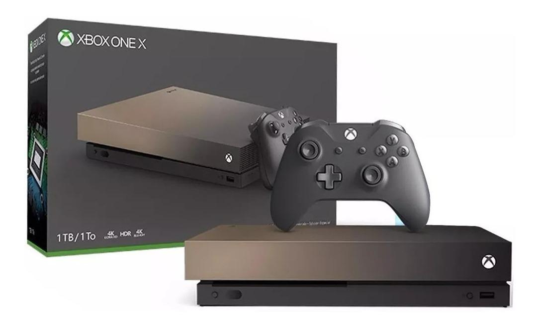 Console Xbox One X 1tb 4k Golden Rush Edição Limitada Jogo Gost