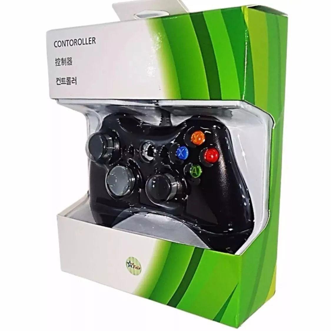 Controle Com Fio Xbox 360 Pc Computador 2 Metros Cabo USB X box 
