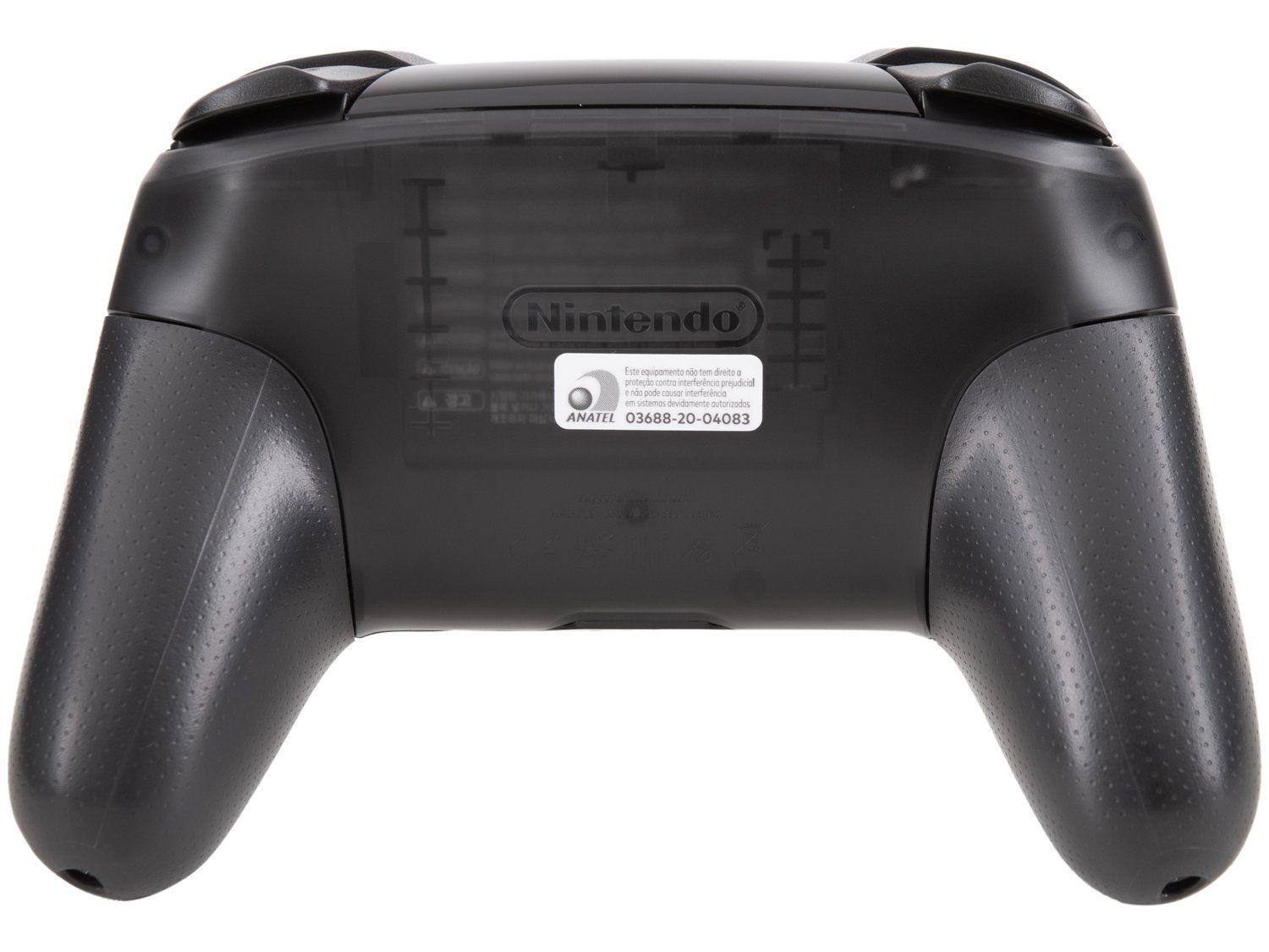 Embalagem traseira do Controle Nintendo Switch Pro Controller com selo da Anatel