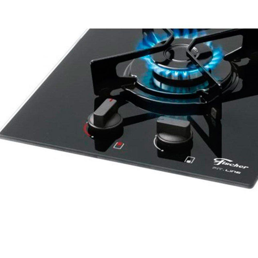 Cooktop 1 Boca Tripla Chama Fit Line a Gás Mesa Vidro Fischer Cooktop 1 Boca Magazine Luiza