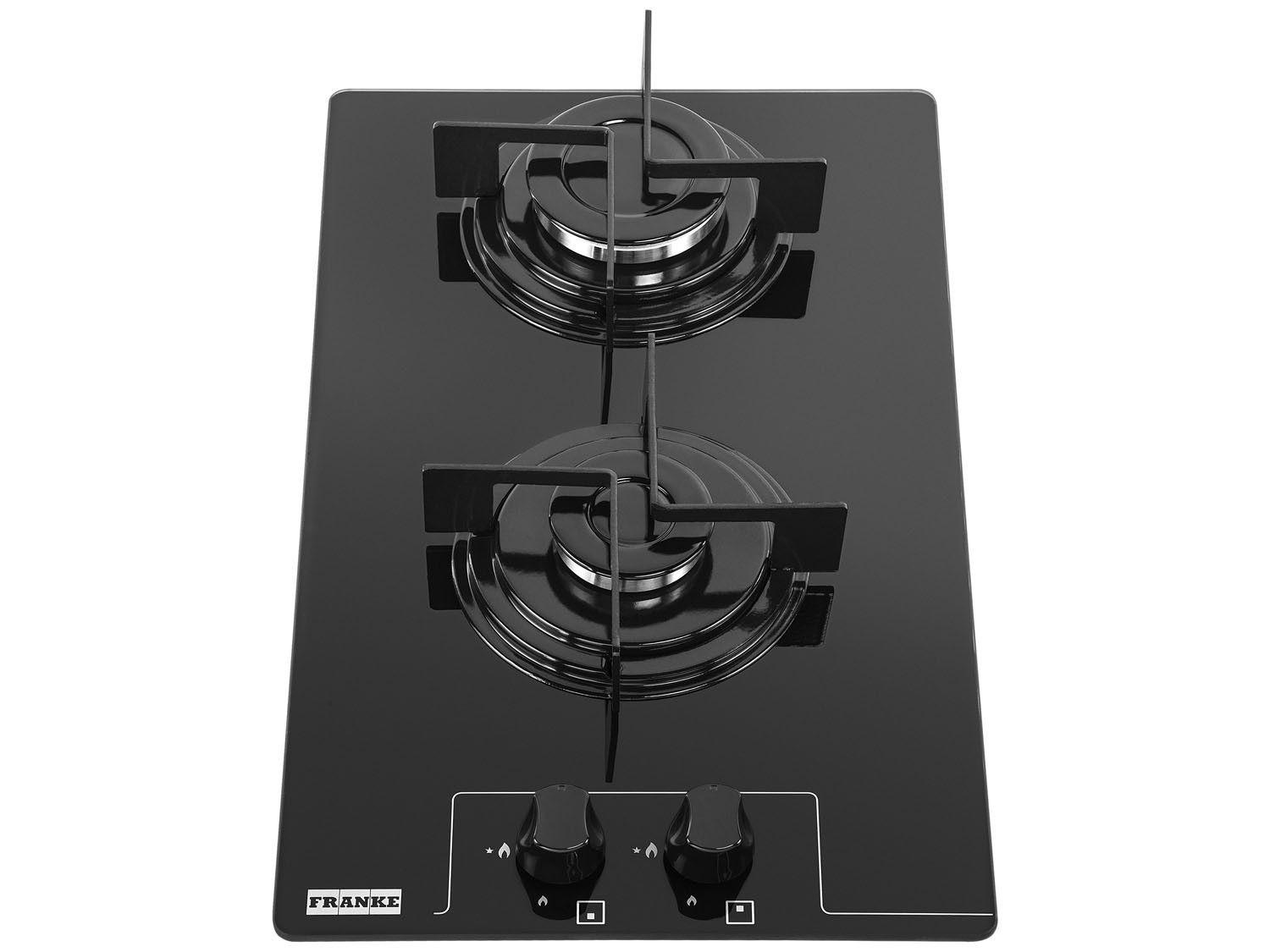 Cooktop 2 Bocas Franke Preto a Gás GLP Glass 30 G Cooktop