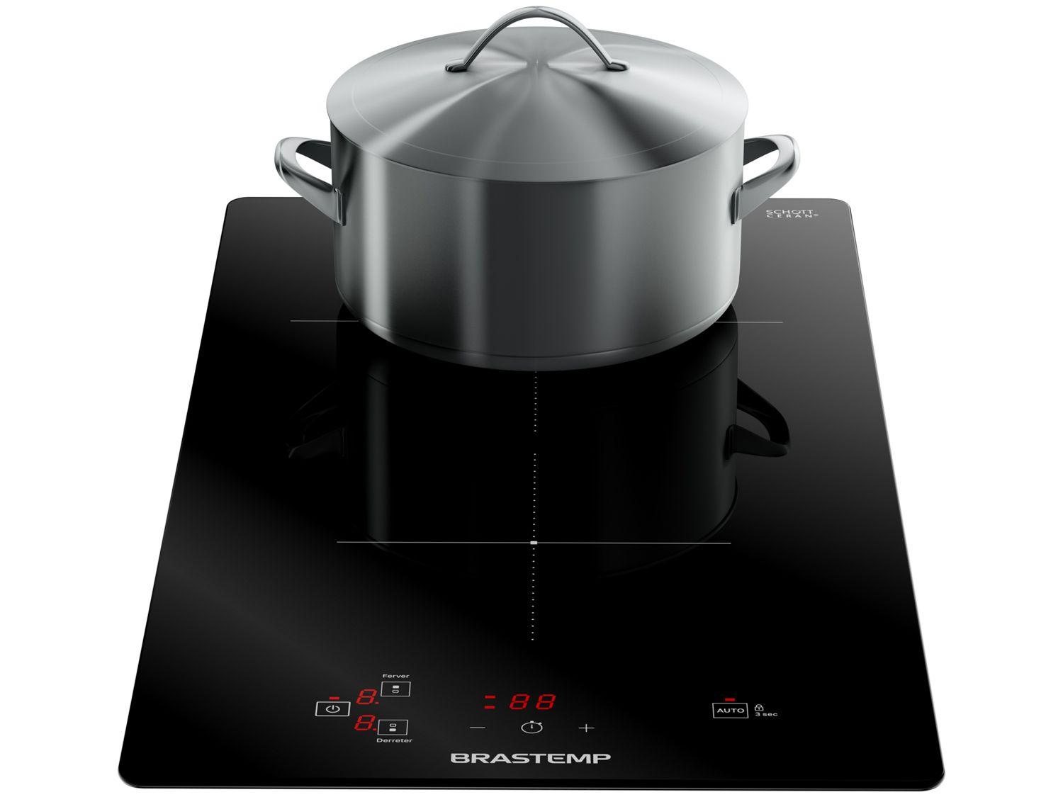 Cooktop 2 Bocas Indução Brastemp Vitrocerâmica Touch com Timer Preto Acendimento Automático BDJ31AE