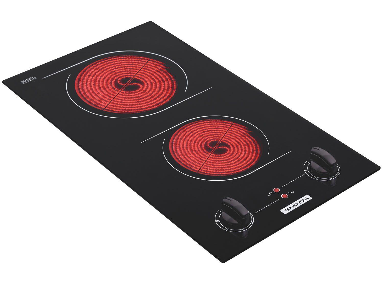 Cooktop 2 Bocas Tramontina Dominó Elétrico Vitrocerâmico Acendimento Automatico Cooktop