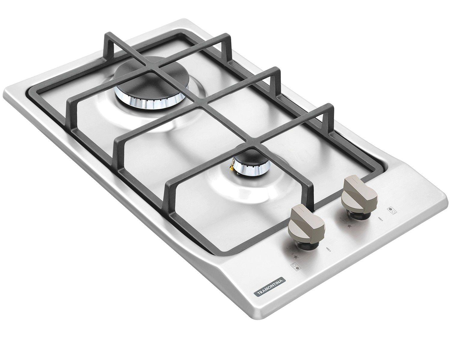 Cooktop 2 Bocas Tramontina Inox a Gás GLP Prime Dominó Cooktop