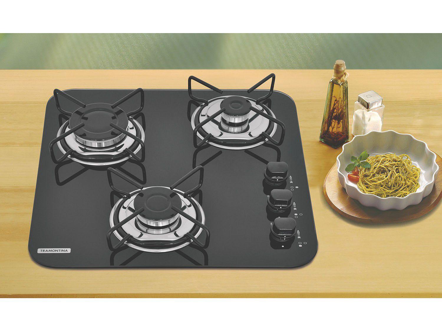 Cooktop 3 Bocas Tramontina Standard Brasil 3GG 45 à Gás Natural e GLP