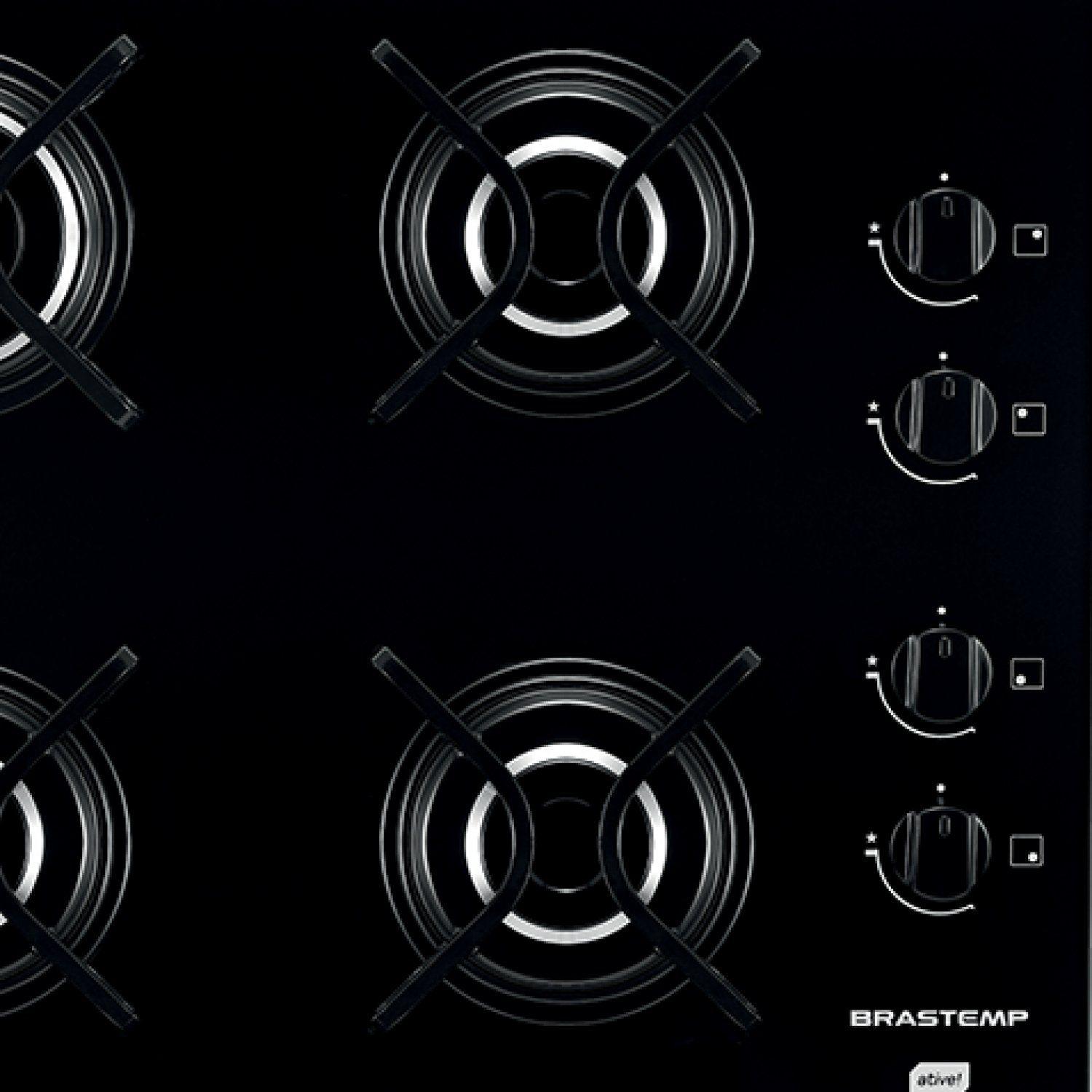 Cooktop 4 Bocas a Gás Automático Ative Brastemp Bivolt Preto Cooktop