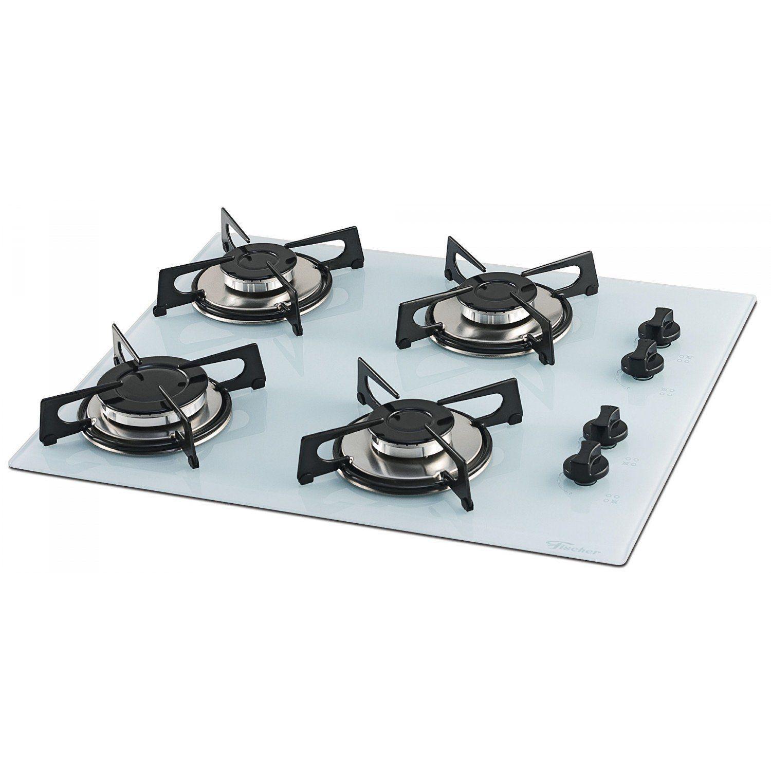 Cooktop 4 Bocas a Gás Bivolt Fischer Branco Cooktop Magazine Luiza