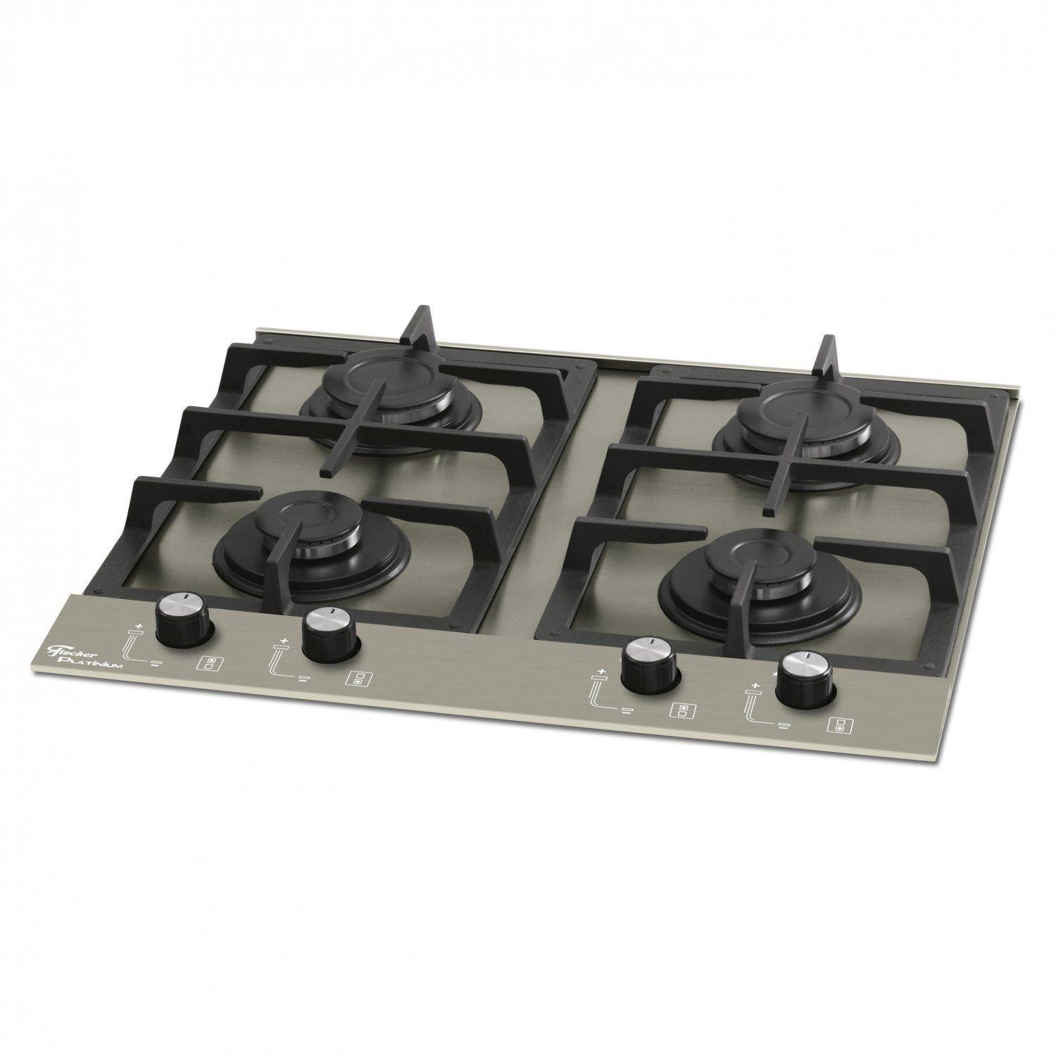 Cooktop 4 Bocas a Gas Bivolt Platinium Prime Fischer Cinza Cooktop 4